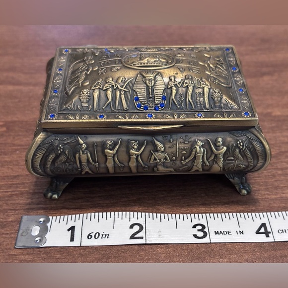 Egyptian Jewelry Box with Blue Accents - Picture 2 of 12
